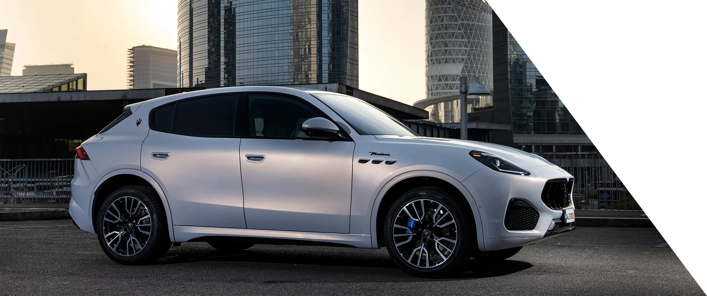 The all new Maserati Grecale in front of a city scape